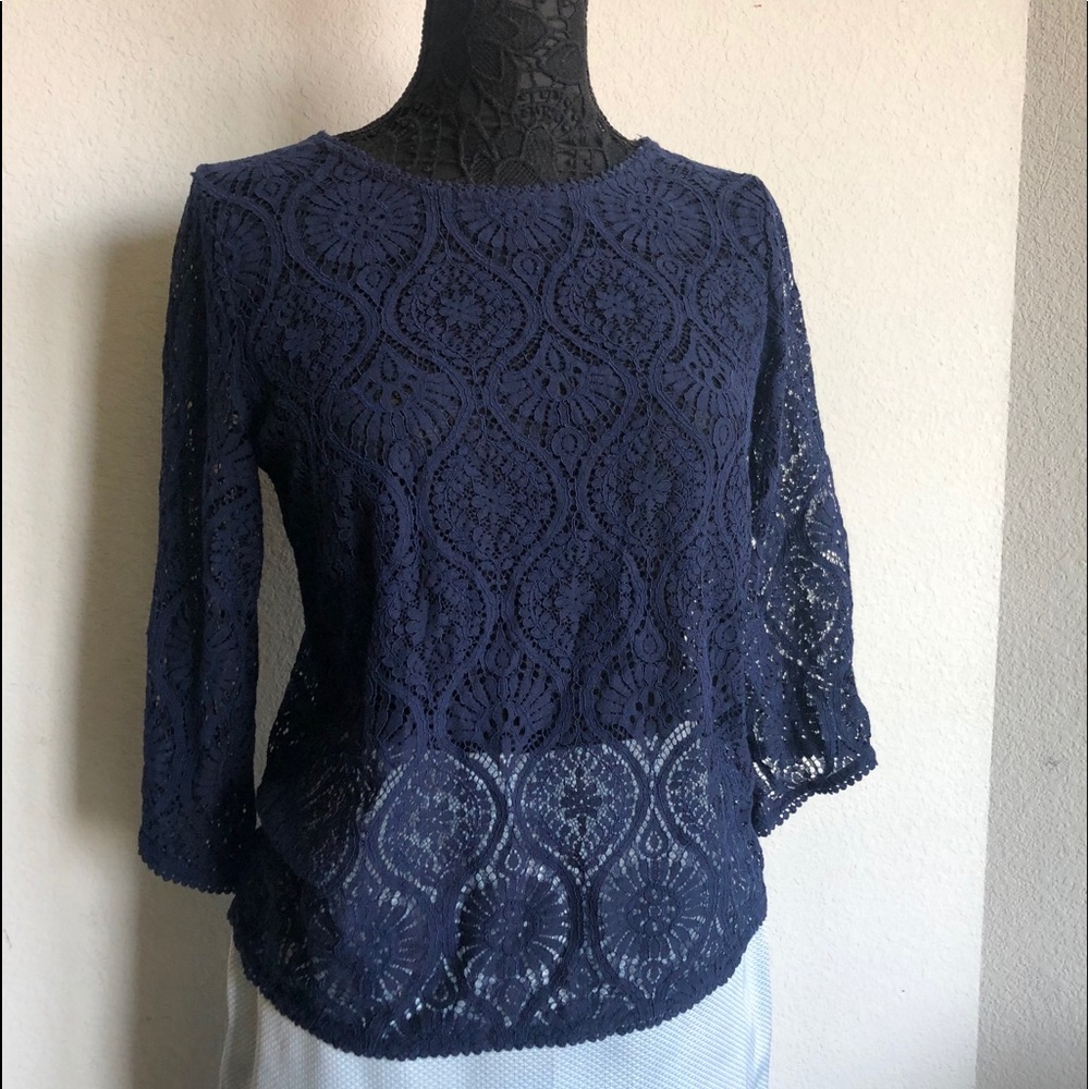 Blue lace top by banana republic size S - Picture 1 of 6